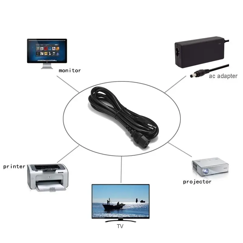 Проектор, бразильский шнур питания, 1,5 м, разъем для бюстгальтера IEC C13, кабель питания для Dell, ПК, монитора компьютера, принтера, sony, LG, ТВ усилитель