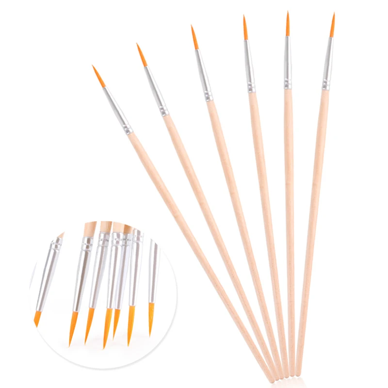 

10PCS/Lot Thin Hook Line Pen Nature Wood Handle Nylon Hair Fine Hand Watercolor Painting Brush School Art Supplies