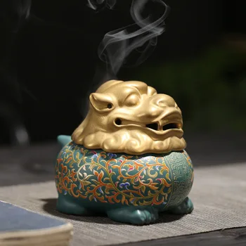 

Lion Enamel Censer Ceramic Cloisonne Incense Holder Line Censer Vintage "Incense Burner Censer Kodo Sandalwood Censer Censer Dec
