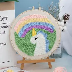 DIY Swan Pattern Embroideried Accessories Poke Embroidery Material Package Punch Needle Embroidery Hoops Wool Weaving Set - Цвет: with poke needle
