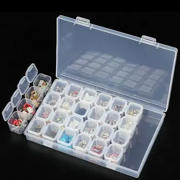 

28 Slots Compartment Clear Plastic Art Storage Box Adjustable Jewelry Nail Earring Beads Screw Craft Organizer Case Container
