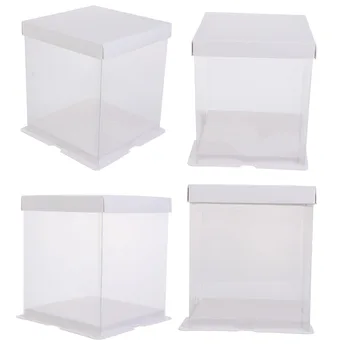 

4pcs Cake Packaging Box Cake Container Transparency Cake Box Cake Wrapping Box