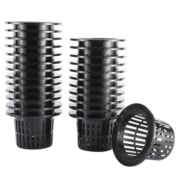 

50 Pack 4.33 Inch Net Cups Slotted Mesh Wide Lip Filter Plant Net Pot Bucket Basket for Hydroponics Aquaponics Orchids