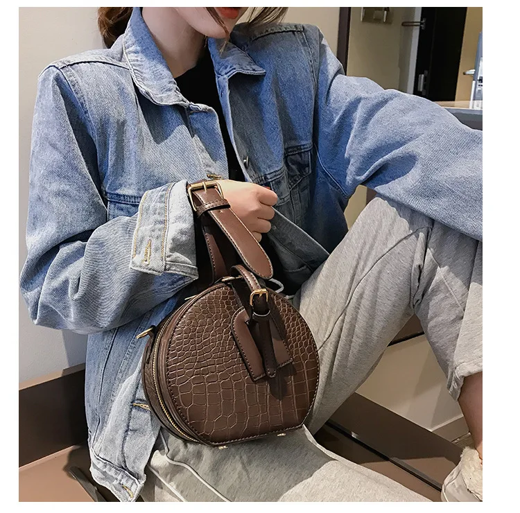 BXX Sac/ модная осенне-зимняя роскошная женская сумка дизайнерская с каменным узором маленькая круглая сумка через плечо ZF129