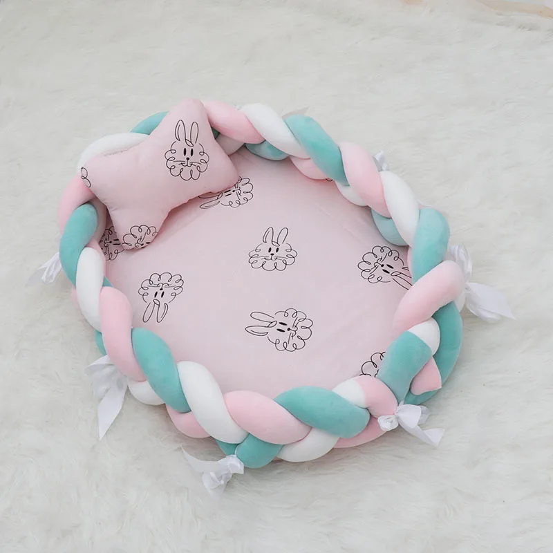 

80*50cm Portable Baby Nest Crib Nursery Travel Folding Baby Bed Infant Toddler Nest Handmade Bumper Cradle Babies Cot Bassinet