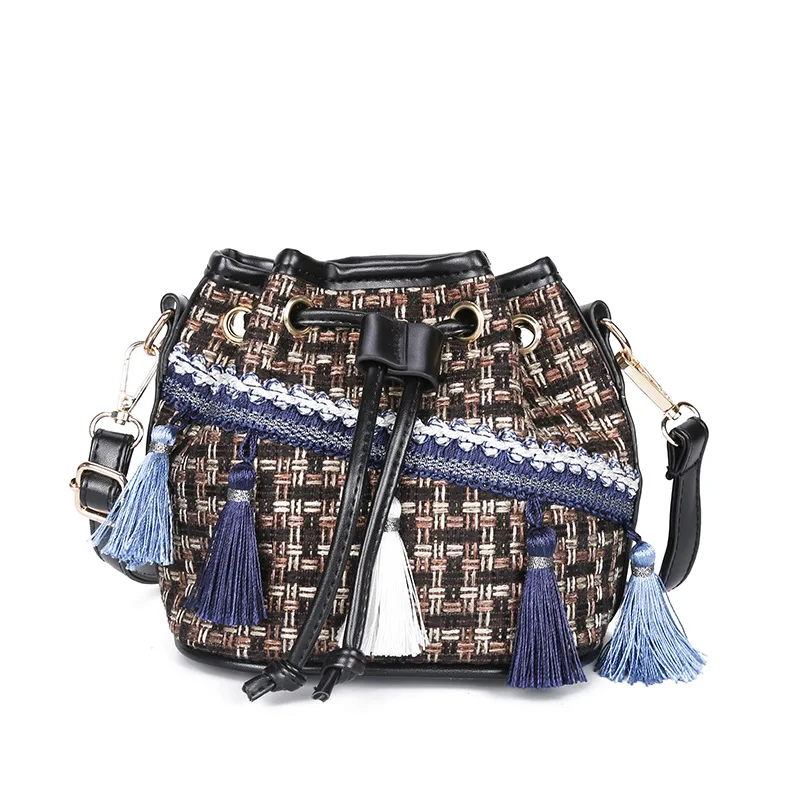 

Summer INS Super Fire Woolen Cloth Tassels Bucket Bag Women's 2019 New Style Korean-style Versatile Shoulder Fashion Shoulder Ba
