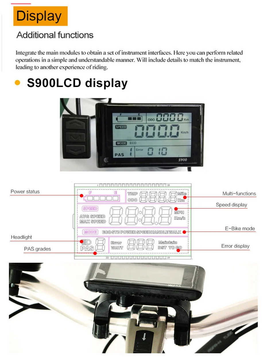 JS 48V 350W 500W DC контроллер Набор S900LCD дисплей метр PAS набор E-bike конверсионный комплект Двойной Режим Датчик Холла и датчик Холла меньше