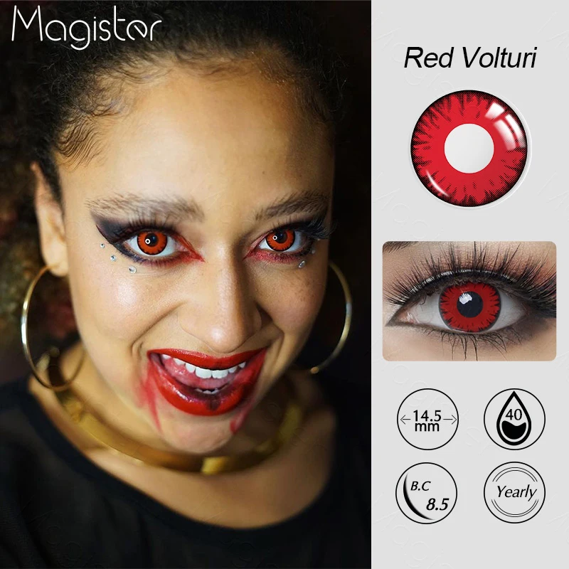 1 Pair Halloween Contacts Lenses Anime Cosplay Contacts Sharingan Red  Contacts Blackout Lenses For Eye White Blind Lens