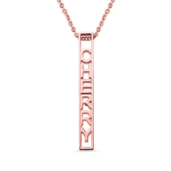 

AILIN Customized Female Special 3D Vertical Rose Gold Color Bar Name Necklace Girlfriend Christmas Gift Bar Pendant For Her
