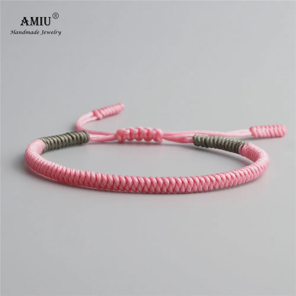 AMIU, 4 шт., Тибетские буддийские очаровательные тибетские браслеты и браслеты для женщин и мужчин, ручной работы, цветные узелки, веревочный браслет - Окраска металла: 1