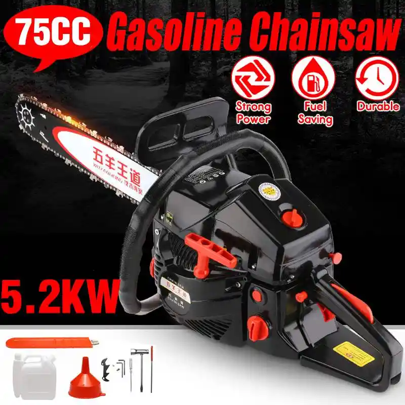 5.2KW 75cc Chainsaw Strong Power Gasoline Chain Saw Tree Cutting Machine