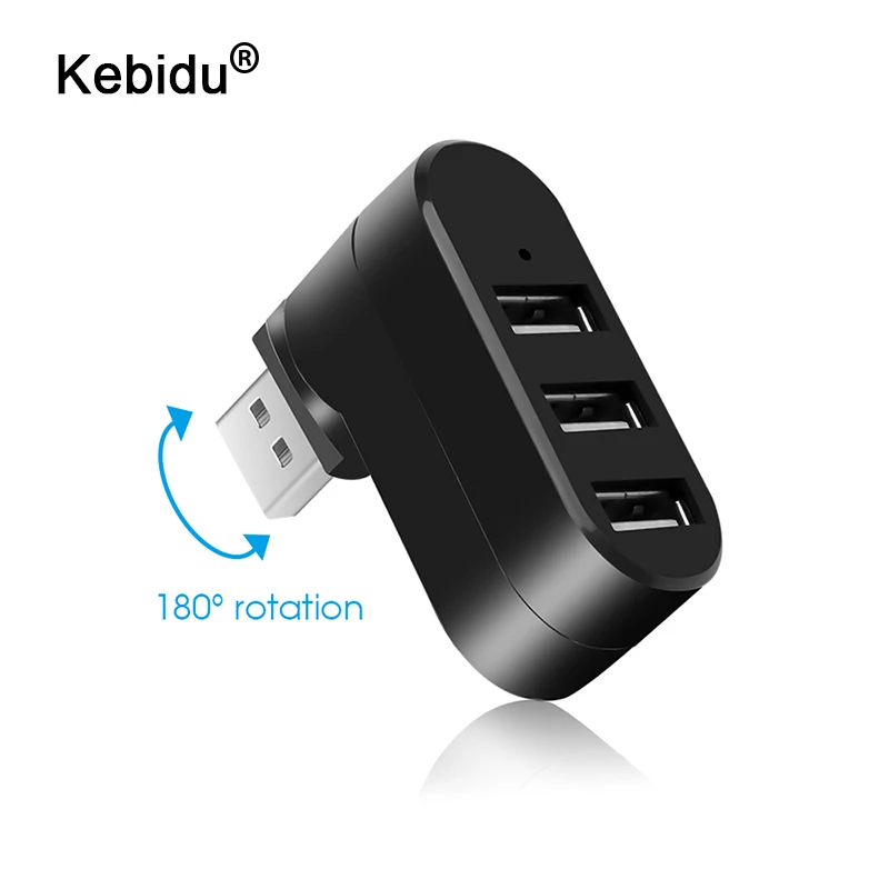 

kebidu 3 Ports Hub USB 2.0 Mini Rotate Splitter Adapter for Macbook PC Notebook Laptop USB HuB 2.0 Adapter