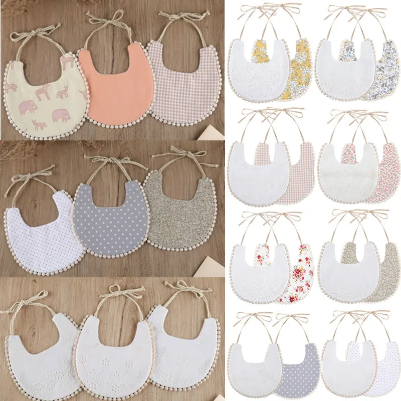 Хлопковые двухсторонние детские нагрудники с вышивкой