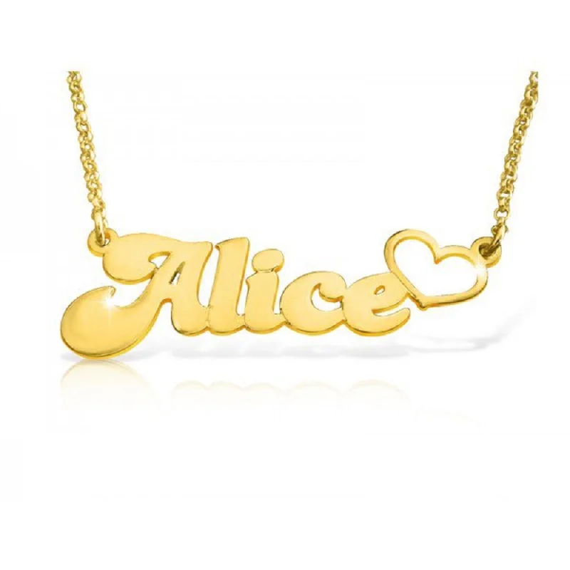 

Personalized Name Pendant With Tiny Heart Cursive Nameplate Necklace Chain Choker Women Customized Jewelry Kids Birthday Gift