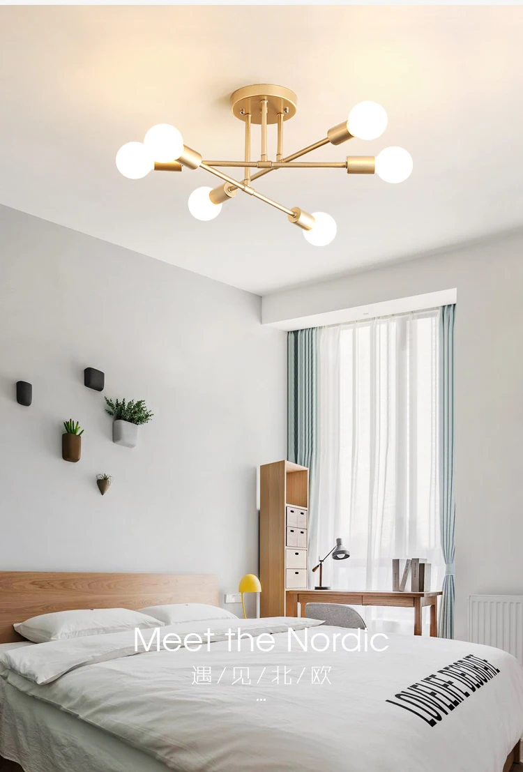 Ceiling Lamp Vintage Multiple E27 Lamp Base Black/White/Gold for Living Room / Dining Room / Bedroom LED Chandelier Lighting