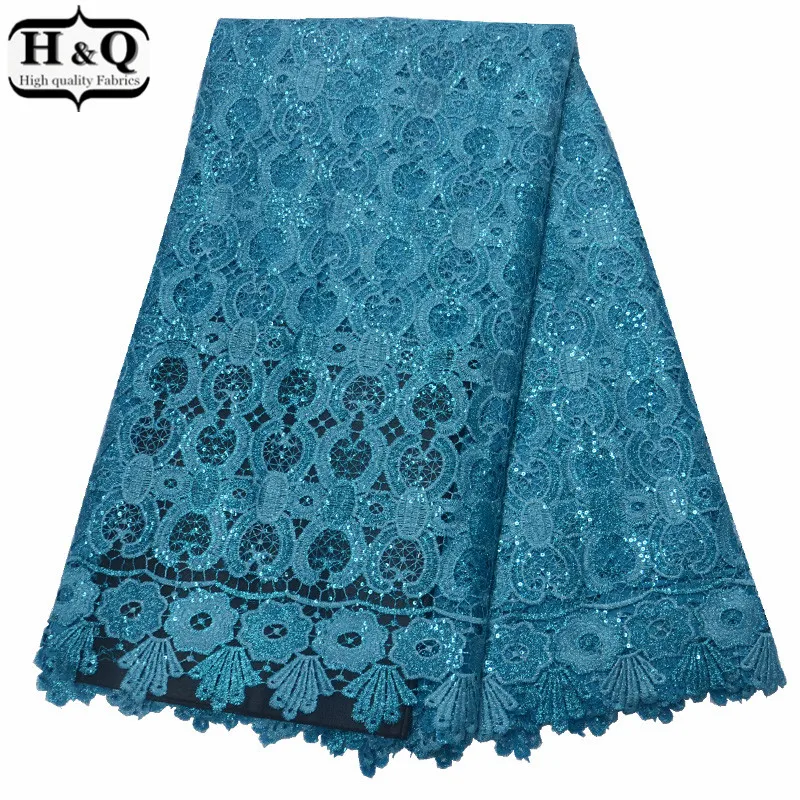 

Sky Blue African Water Soluble Lace Fabric 5 Yards Embroidered Cord Lace Fabric Nigerian Guipure Lace For Beautiful Night Gown
