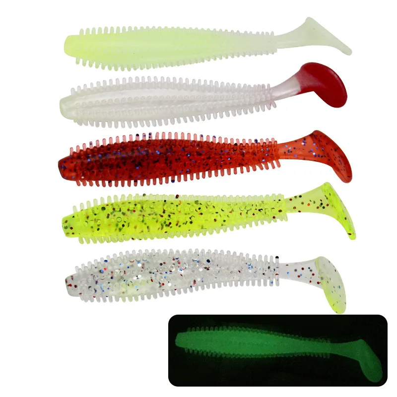 

10pcswinter fishing bait float Silica gel T tail Soft worm lure6cm-9cm Artificial crank soft bait Jig Wobbler Softworm carp bait