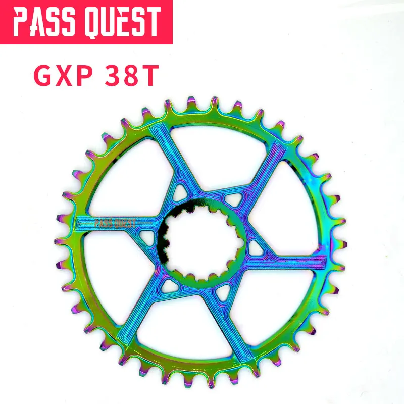 Pass Quest MTB узкая широкая велосипедная Звездочка GXP с титановым покрытием 0 мм смещение 32 T-42 T для gX XX1 eagle X01 X1 шатун - Цвет: 38T