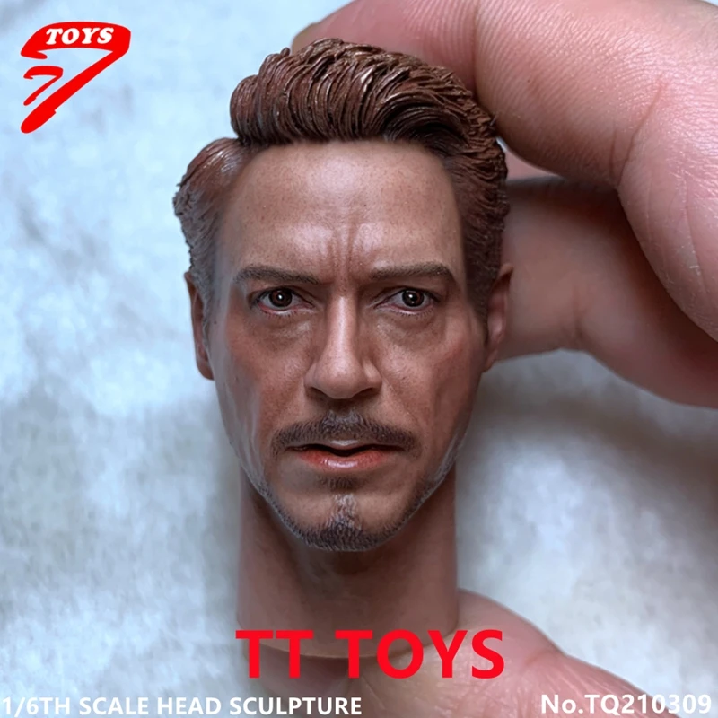 1/6 Iron Man Tony Head Sculpt Carved Model PVC for 12" Action Figure Collection 