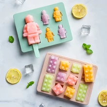 Силиконовые Производители Мороженого, ананасовые Формочки Для Мороженного «фруктовый лед», строительный блок, набор для выпечки с шоколадом, форма в форме робота, лоток для приготовления пищи, домашний инструмент
