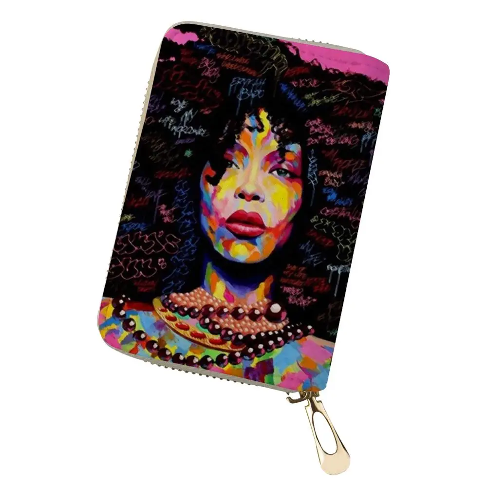 

HaoYun Travel Wallet Case Coin Purse African Girls Prints Women PU Leather ID Card Cover Mini Business Card Holder for Ladies