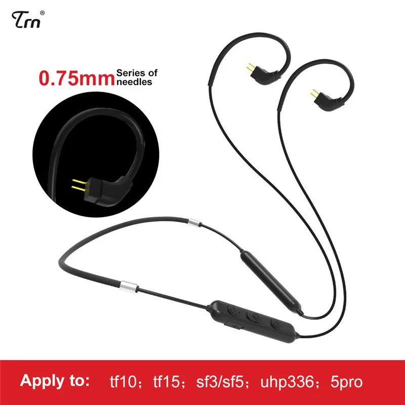 2PIN 0.75 TRN BT10 беспроводной Bluetooth кабель для наушников V4.2 APT-X Модернизированный провод IPX7 водонепроницаемый 0,75/0,78/MMCX для TRN V20 V60 V80 - Цвет: 2PIN 0.75