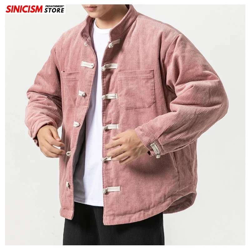 Sinicism Store мужские вельветовые осенние зимние одноцветные парки куртки мужские китайский стиль 5XL одежда Мужские Винтажные толстые теплые пальто