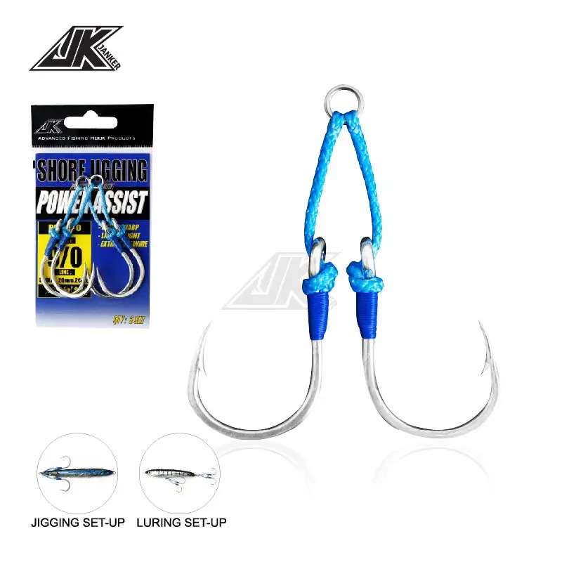 

JK PAI Power Assist Double 1/0 3/0 5/0 7/0 9/0 11/0 Heavy Duty 4X Jigging Hooks Fishing Sea Tuna jigheads Fishing Accessories