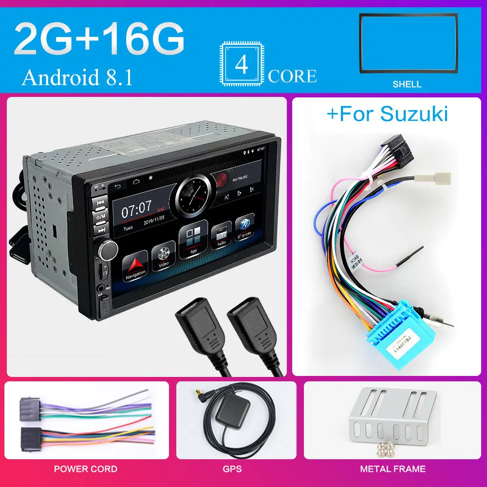 Белый Автомагнитола 2 Din Android 8,1 ram 2G rom 64G gps навигация Авторадио WiFi FM AM RDS DAB ISDB ТВ Автомобильный мультимедийный плеер 2DIN - Цвет: Белый