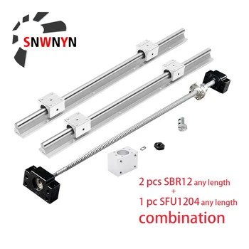 

2pcs SBR12 Linear Rail+SFU1204 Ball Screw Any Length+1204 Nut +BKBF10 End Support+Coupling +1204 Nut Housing+4pc SBR12UU For XYZ