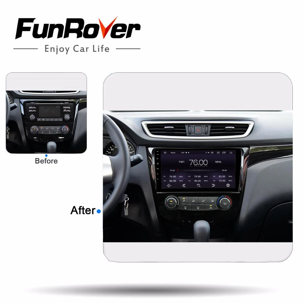 Автомобильный dvd плеер Funrover 2.5D + IPS 10 1 дюйма 2 din android 9 0 мультимедийный для Nissan Qashqai
