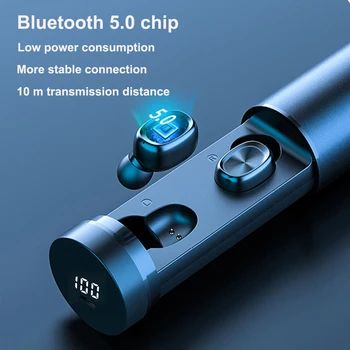 

Bluetooth 5.0 Wireless Earphone Digital Display Stereo Binaural Sports With HD Mic TWS Bluetooth 5.0 earphone HiFi Headset