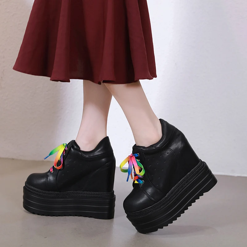 Женская обувь на толстой подошве 14 см увеличивающая рост новинка 2019 модная