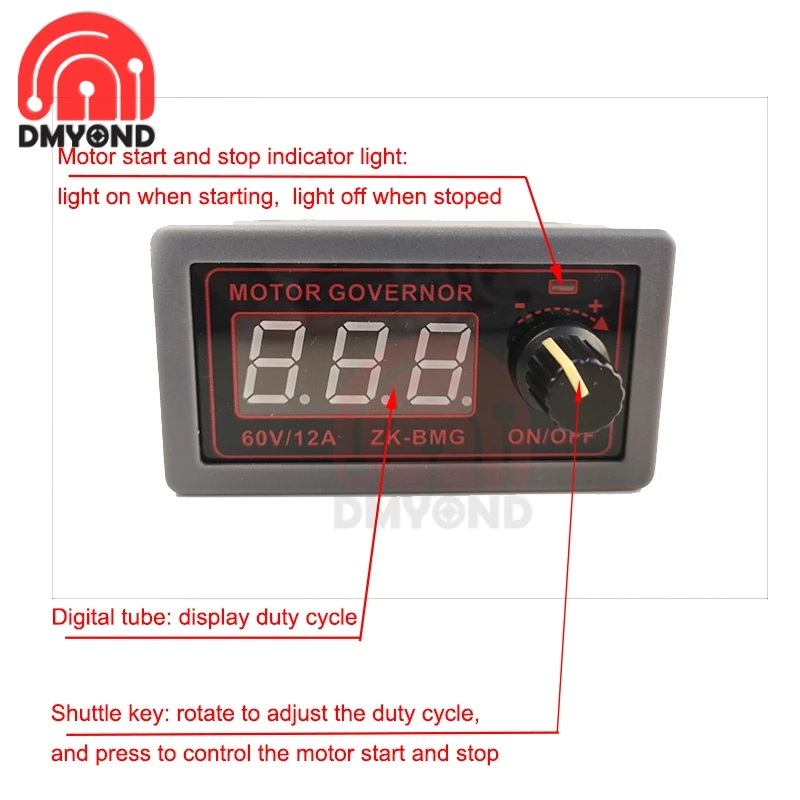 ZFX-MG DC5-30V/9-60V 5A/12A PWM DC Motor Governor Adjustable Speed Encoder Digital Display Duty Cycle Maximum Frequency 15A 20A dc motor speed controller