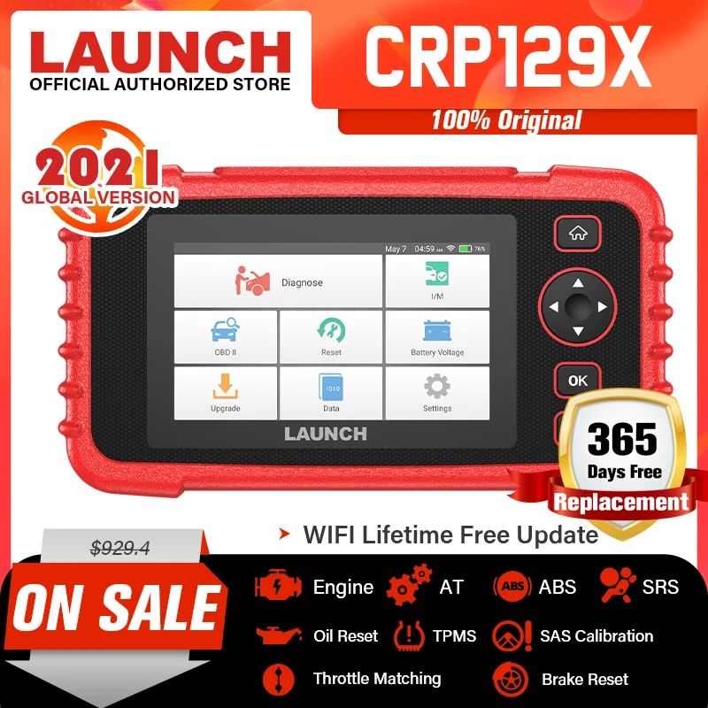 Lanzamiento de X431 CRP129X OBD2 escáner lector de códigos para automóvil de diagnóstico OBD herramienta ENG en ABS SRS aceite SAS tics EPB escáner automotriz de lanzamiento