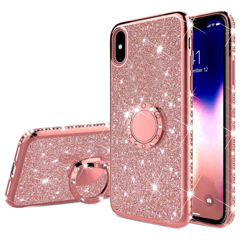 Блестящий чехол со стразами для iphone 11 Pro XS MAX XR 10 X 7 8 Plus 6 6s мягкий силиконовый из ТПУ