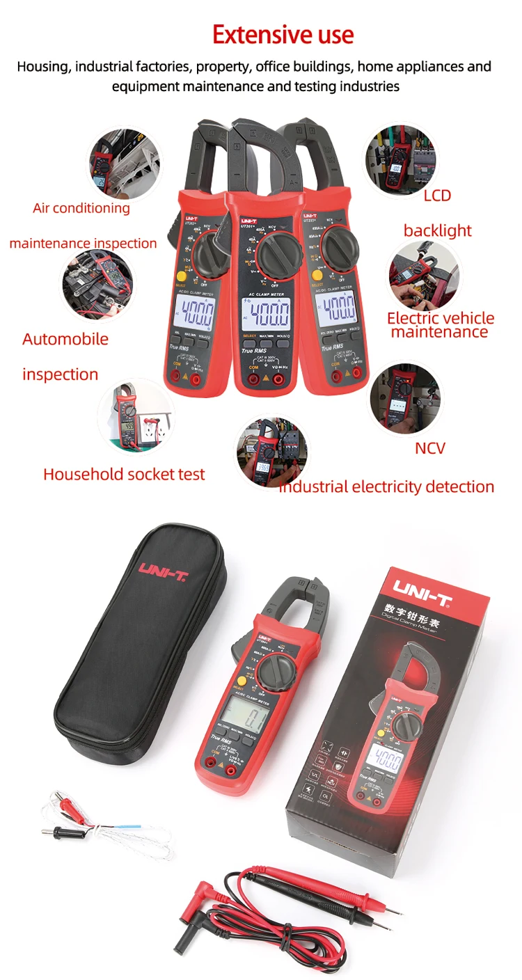 voice volume meter UNI-T UT204 Plus/UT210 Series Clamp Ammeters. Temperature Voltage Tester LCD Digital Current clamp AC/DC NCV True Rms Multimeter loggers tape measure