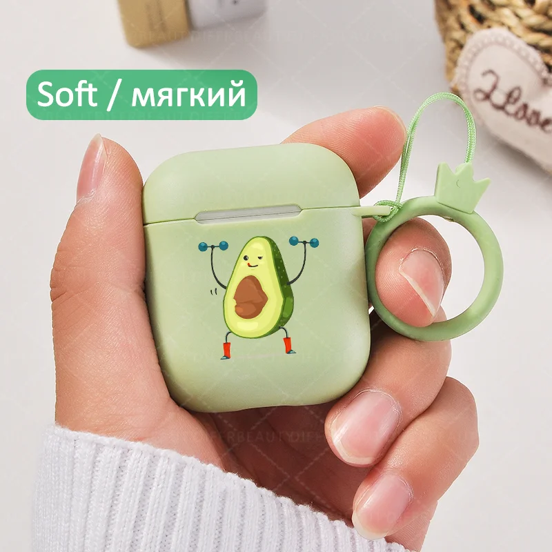I200555 Милый чехол для Apple airpods, чехол с мультяшным забавным авокадо, Bluetooth, чехол для наушников Airpods 1, 2, сумки для зарядки, Жесткий Чехол для наушников - Цвет: I200555