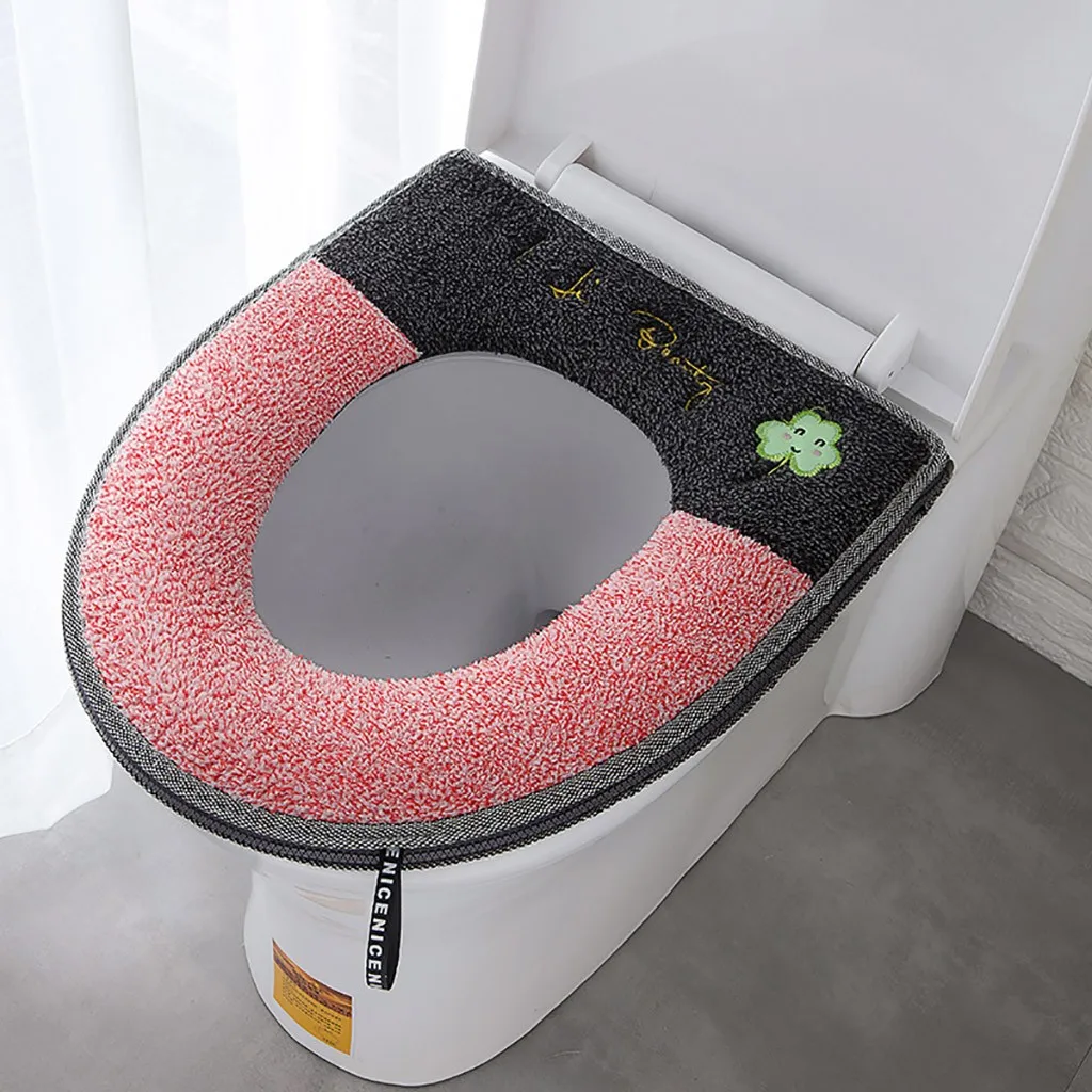 

Household Winter Toilet Seat Cover Mat Plush Soft Toilet Seat Pad Cover Toilet Seat Zipper With Handle Bathroom Accessiories