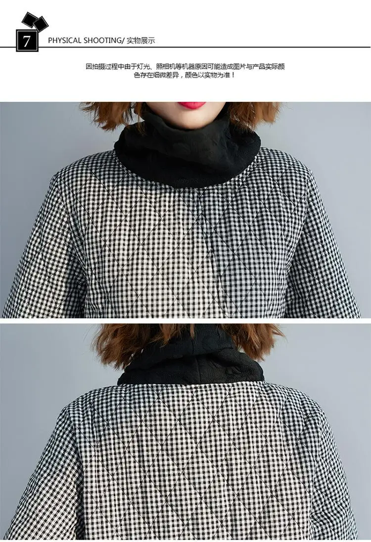 4XL, плюс размер, повседневное зимнее плотное теплое платье, Женская водолазка, клетчатое длинное платье, Женская винтажная большой размер, свободное платье с карманами
