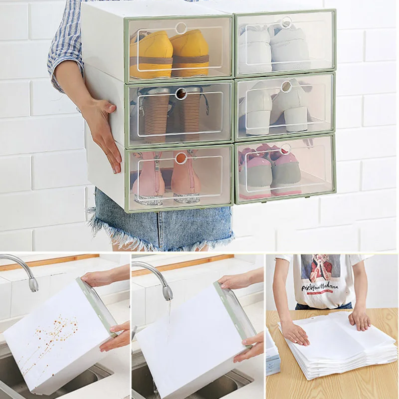 

6 Pcs Transparent Shoe Box Flip Design Plastic Storage Case Organizer Dustproof for Home SEP99