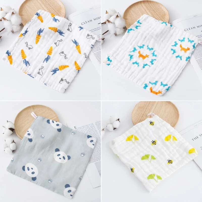 

Drooling Bib Soft Baby Face Wash Cloth Comfortable Toddler Cotton Muslin Kerchief Skin Friendly Square Towel Cloth 5PCS P31B