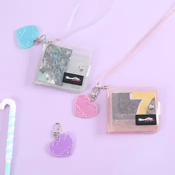 

Transparent ID Card Holder PVC Folding Short Wallet Fashion Women Girl Glitter Business Cards Case Purse with Lanyard X7XC