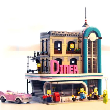 

Building Blocks toy Assembling small particles Building Blocks set Nostalgic restaurant assembling toys and building blocks