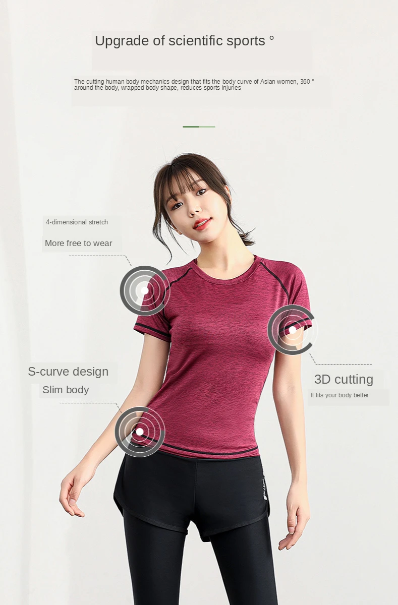 Women Short Sleeve Sexy Yoga T Shirts Solid Sports Quick Dry Fitness Gym Tops Running Breathable Cloth