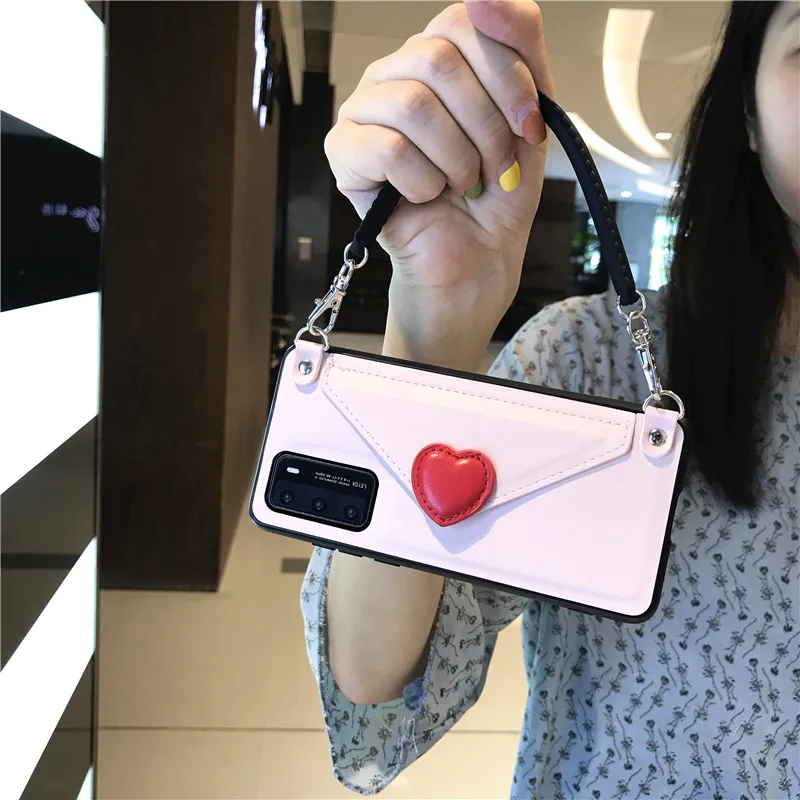

Luxury Fashion Cute Love Heart Card Slot Purse Handbag Leather Case Cover For Iphone 12 Mini 11 Pro XS Max XR X 8 7 6 6S Plus SE