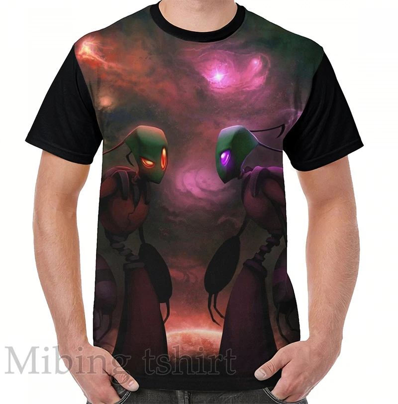 Мужская и женская футболка с забавным принтом топы Invader Zim Fan Art самая большая