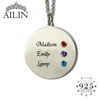 

AILIN 925 Sterling Silver Necklace Women Custom Chain Birthstone Jewelry 1-5 Personalized Engraved Name Necklace Gift For Mother
