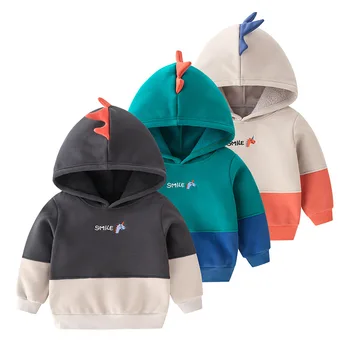 

High quality new autumn and winter children hooded plus velvet boy cartoon sports sweater
