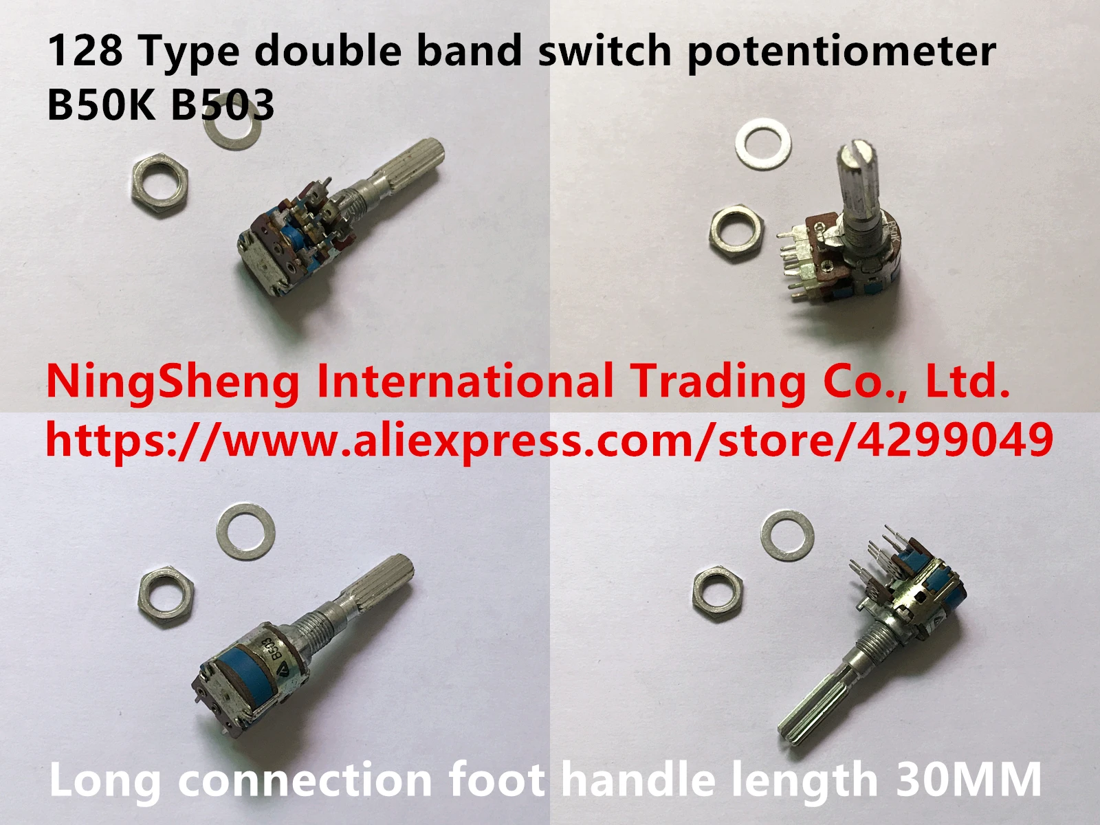

Original new 100% Japan import 128 Type double band switch potentiometer B50K B503 long connection foot handle length 30MM